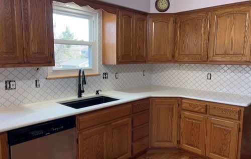 Emser Tile Influence White Arabesque tile backsplash